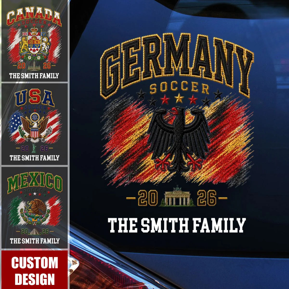 Decal / Sticker material and size view - Custom Usa Soccer 2026 Car Decal
