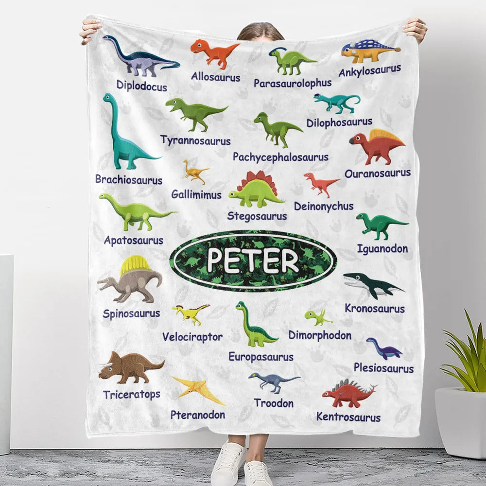 Custom Dinosaur Kids Blanket for Kids/Babies with personalized design details for meaningful gifting