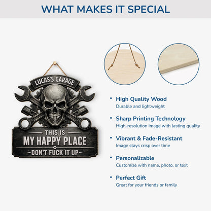 Wood Sign material and size view - Personalized Garage Wood Sign