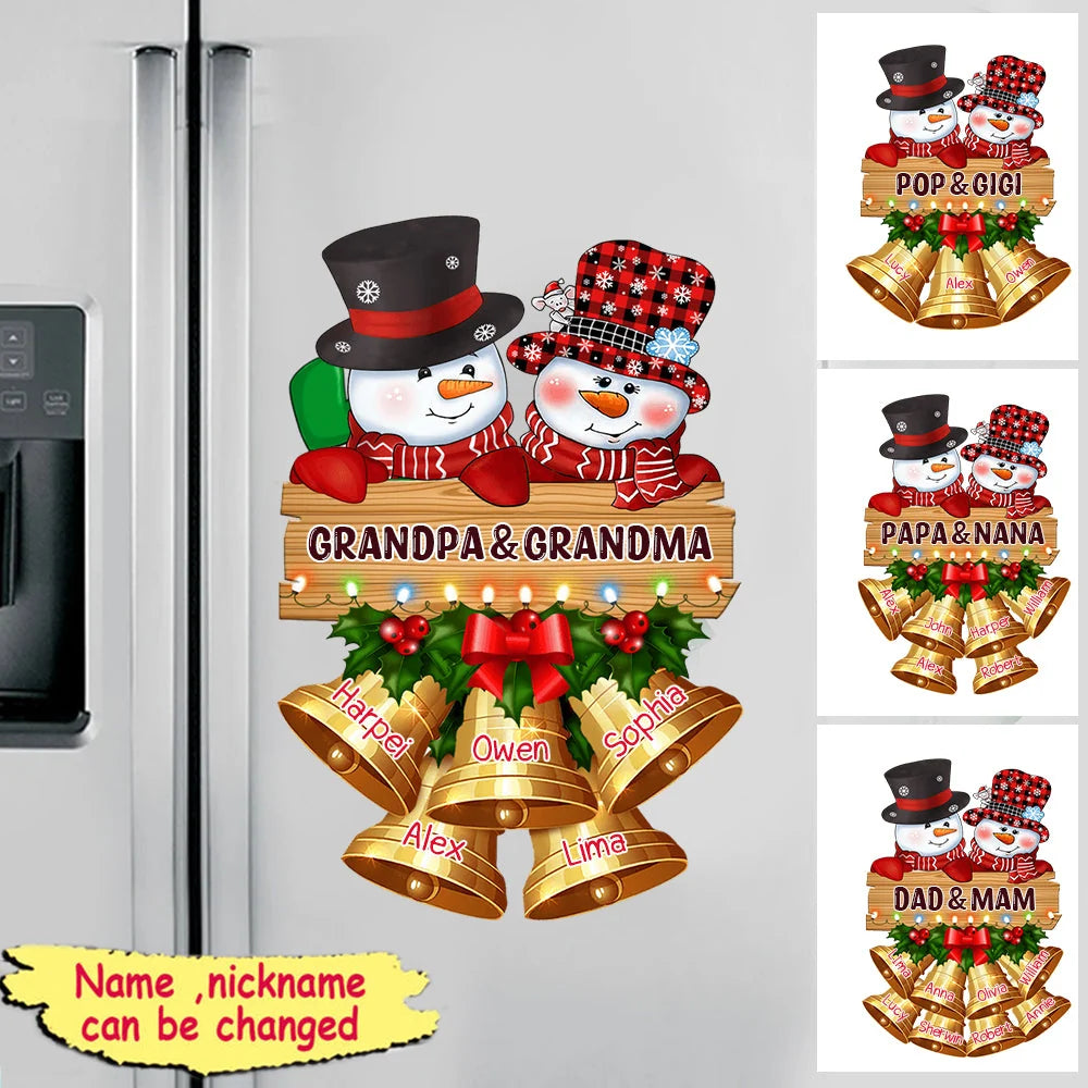 Grandpa & Grandma Custom Snowman Decal - Personalized Christmas Family Gift Sticker