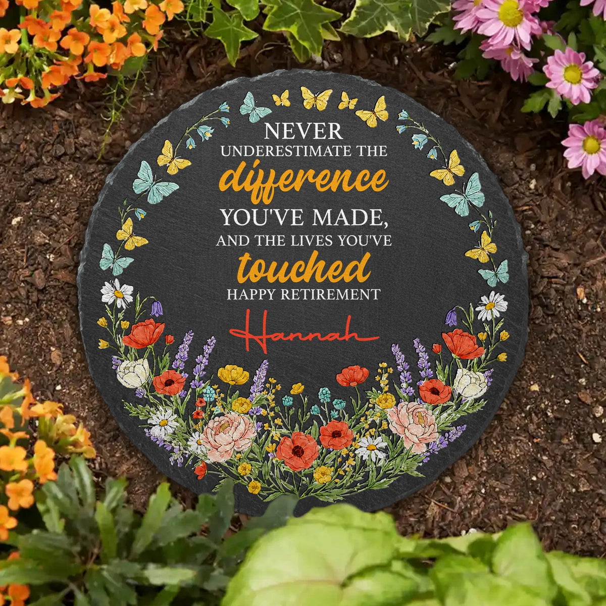 "Never Underestimate The Difference You've Made" Personalized Stone - Custom Retirement Gift