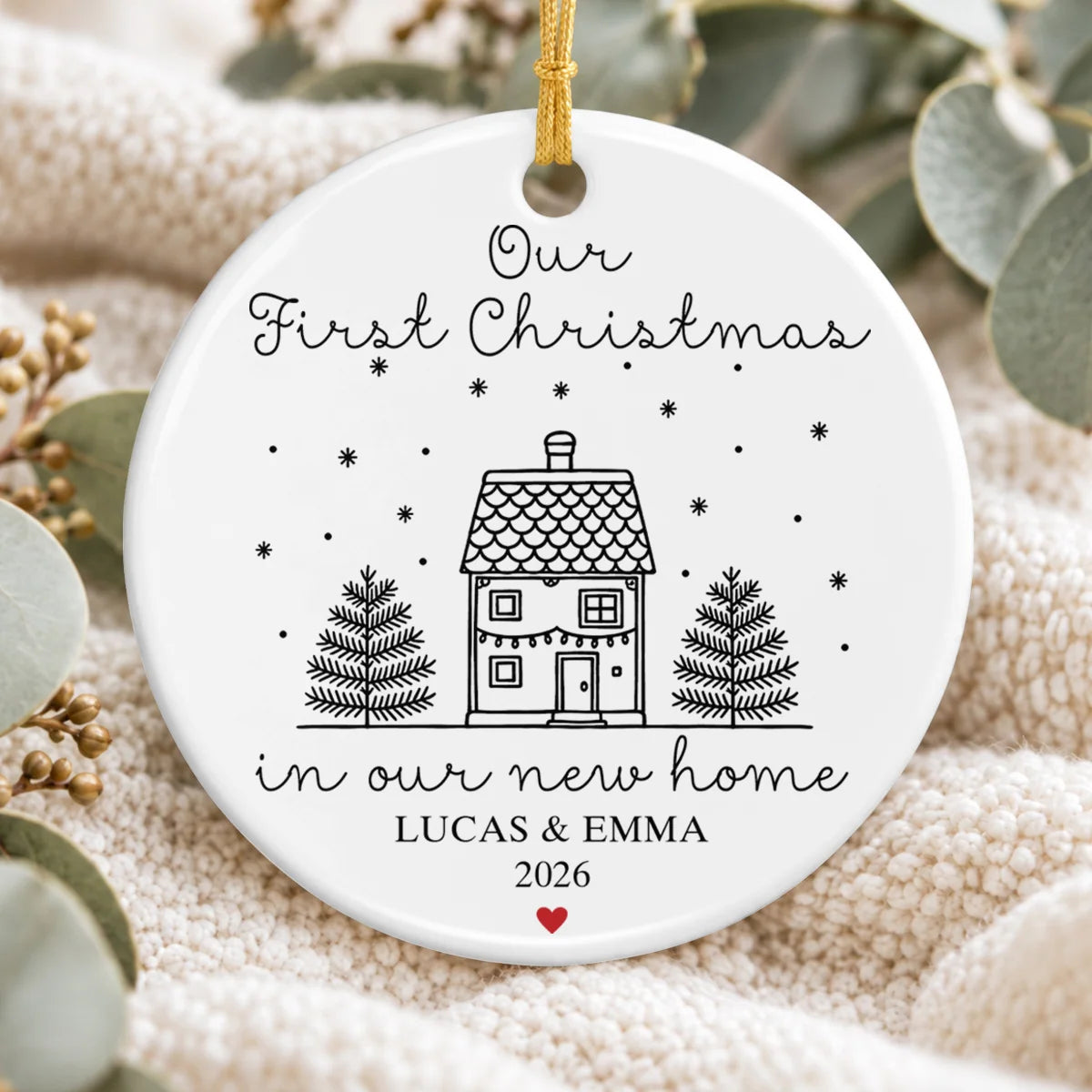 Our First Christmas In Our New Home - Personalized Ceramic Ornament Gift for Couples