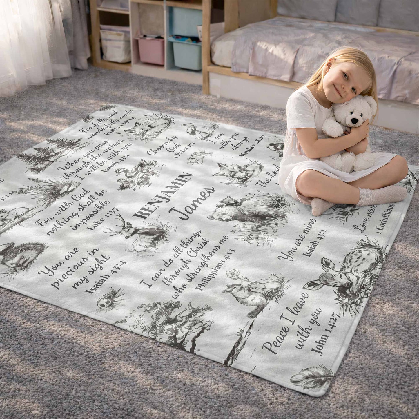 Personalized Bible Verse Kids Blanket personalization view for Kids/Babies