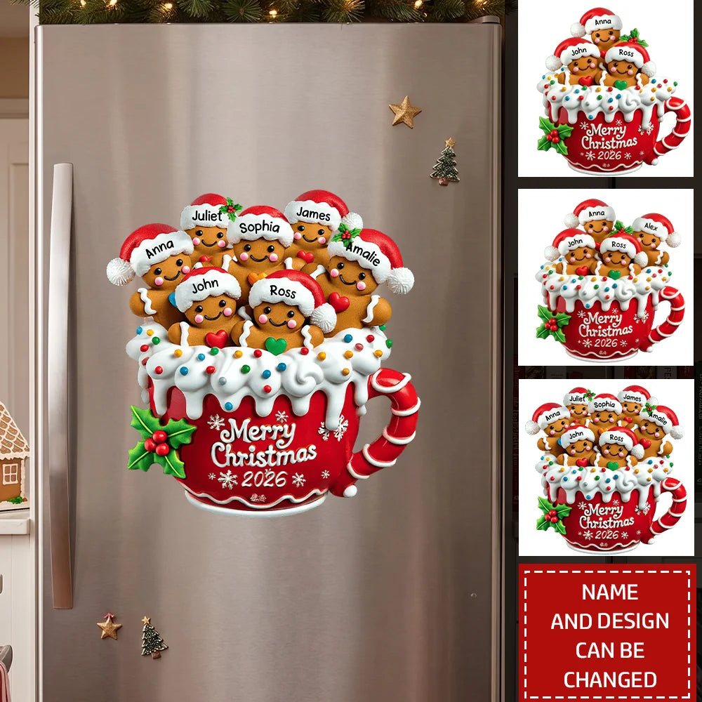 Merry Christmas 2026 Personalized Gingerbread Family Decal - Custom Holiday Sticker