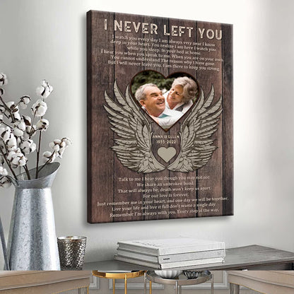 I Never Left You Personalized Memorial Canvas / Poster - Custom Photo Sympathy Keepsake for Loved One