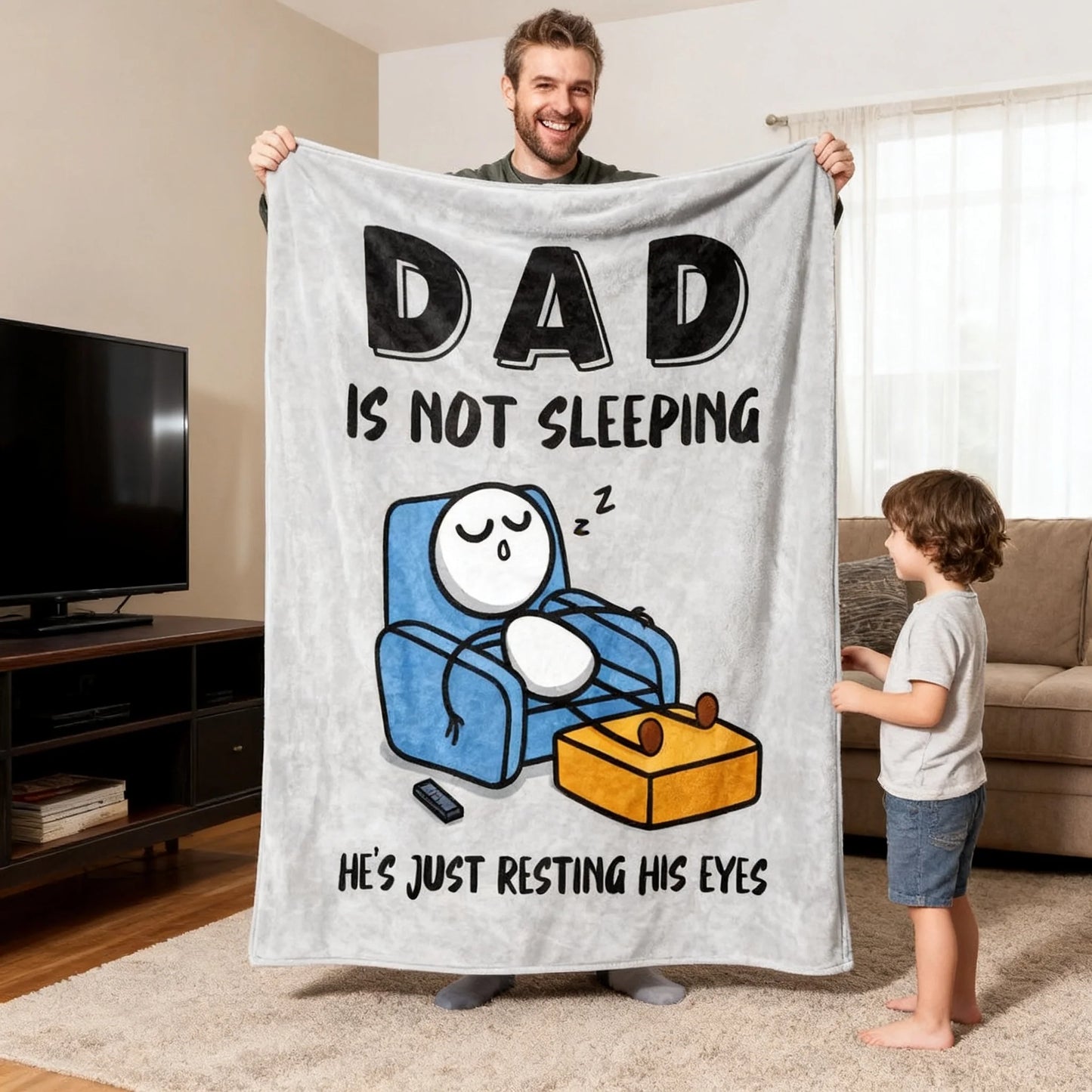 Personalized Dad Blanket for Dad with personalized design details for meaningful gifting