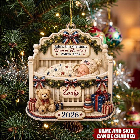 Baby's First Christmas Born in America 250th Year - Personalized Acrylic Ornament