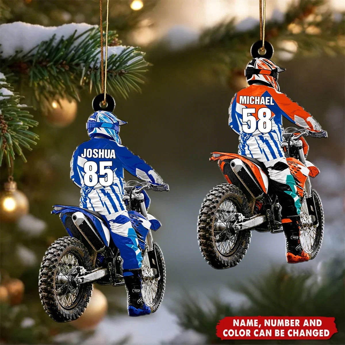 Motocross Racer Personalized Acrylic Ornament - Custom Dirt Bike Keepsake Gift