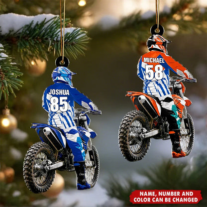 Motocross Racer Personalized Acrylic Ornament - Custom Dirt Bike Keepsake Gift