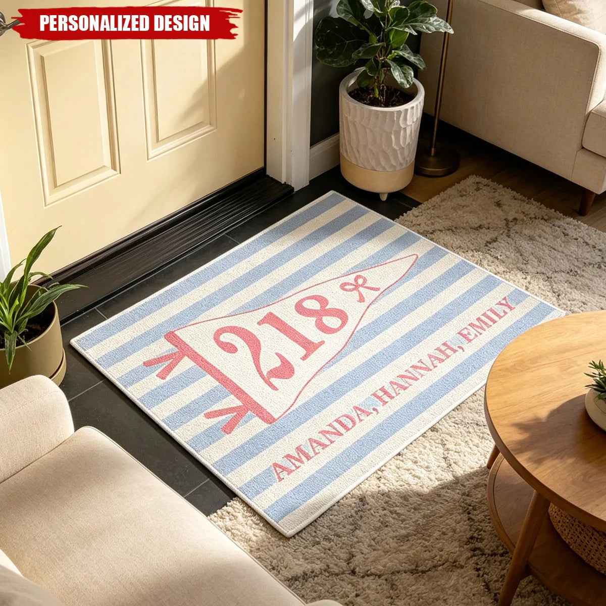 Custom Dorm Room Doormat personalization view for Best Friends