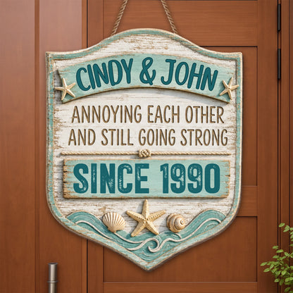 Wood Sign material and size view - Personalized Couple Anniversary Wood Sign