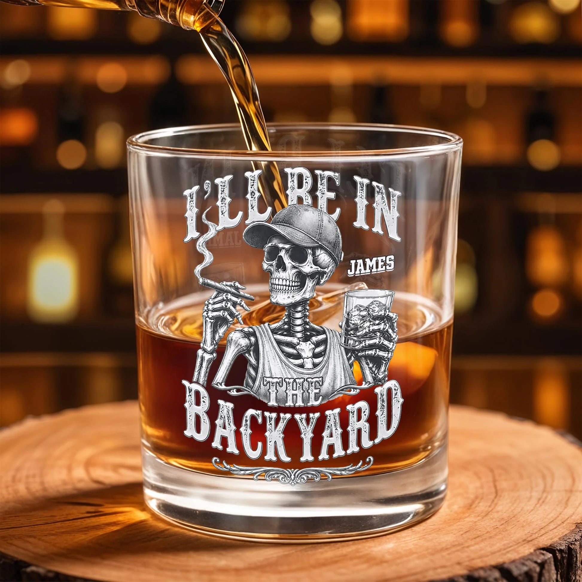 Mug material and size view - Personalized Whiskey Glass
