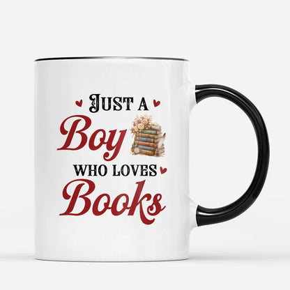 Just A Girl Who Loves Books Personalized Mug - Custom Bookish Monogram Coffee Cup for Readers