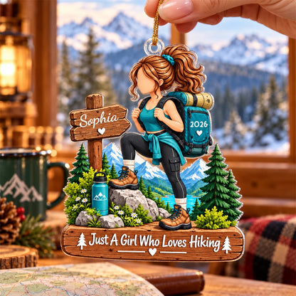 Just A Girl Who Loves Hiking Personalized Ornament - Custom Outdoor Keepsake Gift