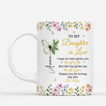 Thank You For Loving My Son Personalized Mug - Custom Daughter-in-Law Floral Ceramic Cup