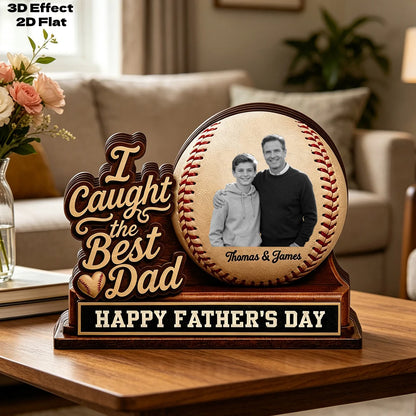 Custom Baseball Photo Wooden Block for Dad with personalized design details for meaningful gifting