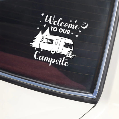Welcome To Our Campsite - Personalized Camping Decal Sticker