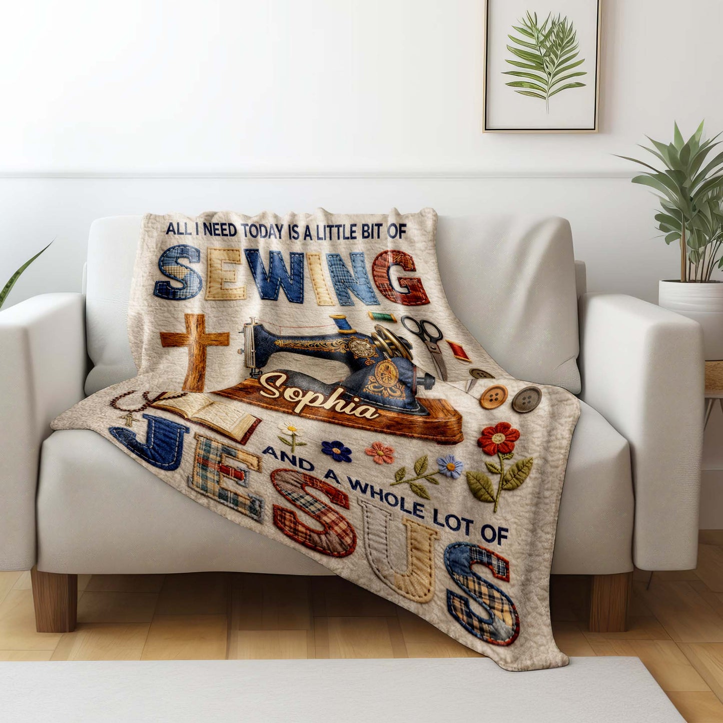 Blanket material and size view - Personalized Sewing And Jesus Blanket