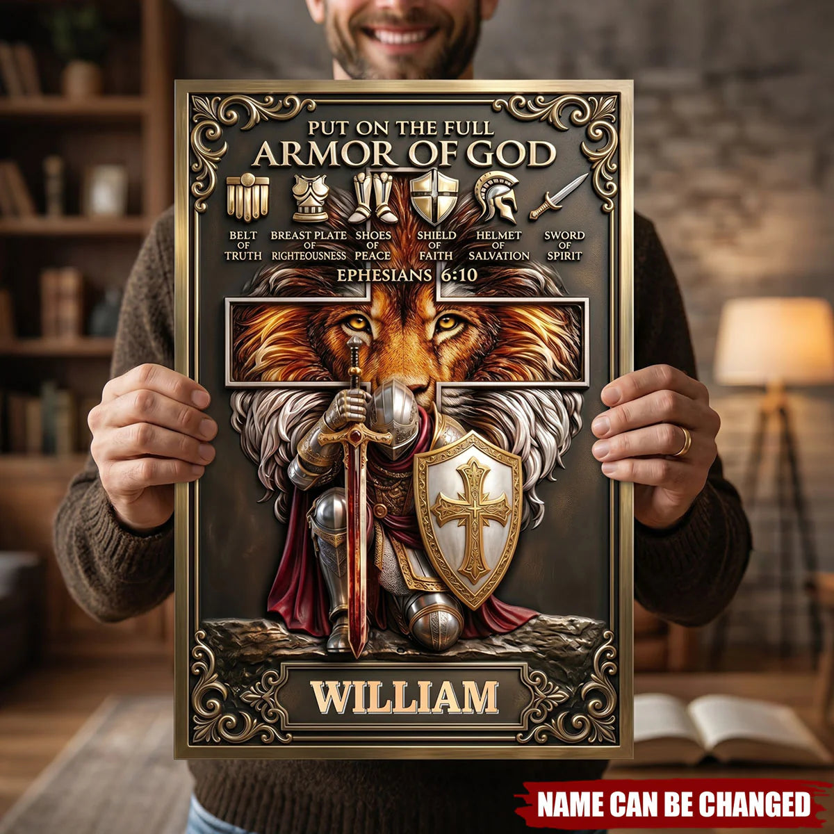 Custom Armor Of God Canvas Print for Dad with personalized design details for meaningful gifting