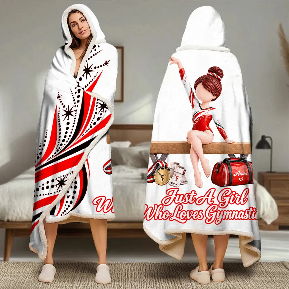 Just A Girl Who Loves Gymnastics, Personalized Gymnastics Wearable Blanket Hoodie For Gymnastics Lovers, Gymnast A2110 T24 VN09
