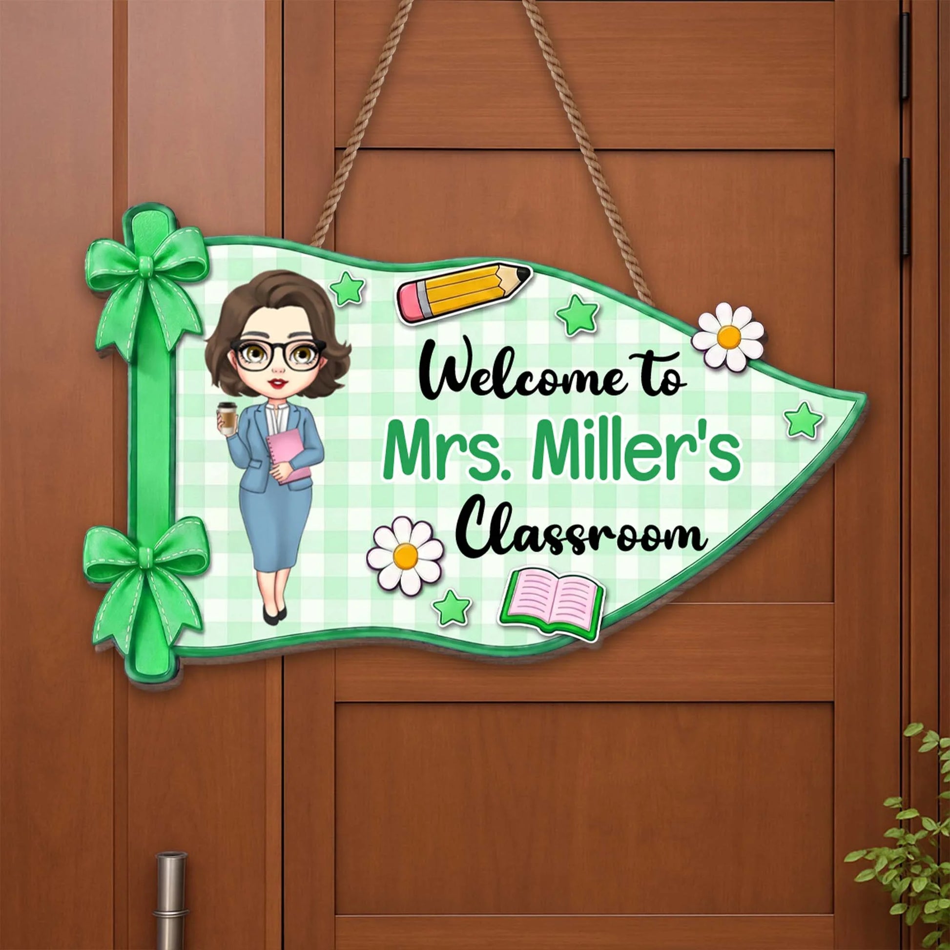Personalized Teacher Wood Sign personalization view for Teacher