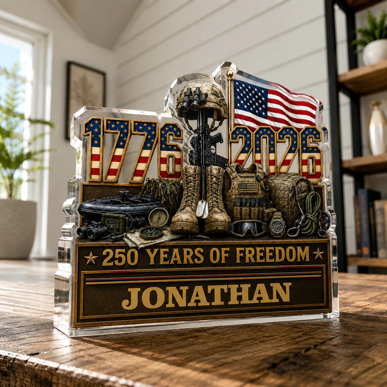 Custom Military Acrylic Plaque personalization view for Dad
