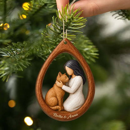 Personalized Pet Lover Wooden Ornament - Custom Keepsake Gift for Dog & Cat Moms
