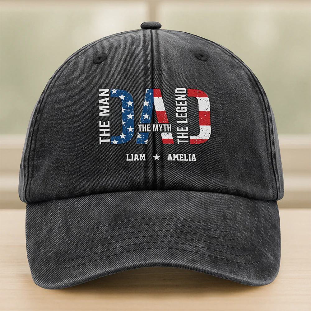 Custom Papa The Man The Myth Legend Baseball Cap for Dad with personalized design details for meaningful gifting image 8