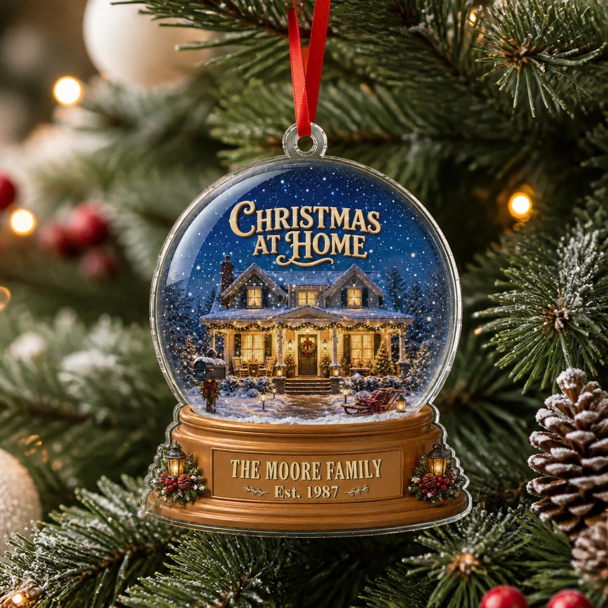 Christmas at Home Personalized Acrylic Ornament - Holiday Keepsake for Family