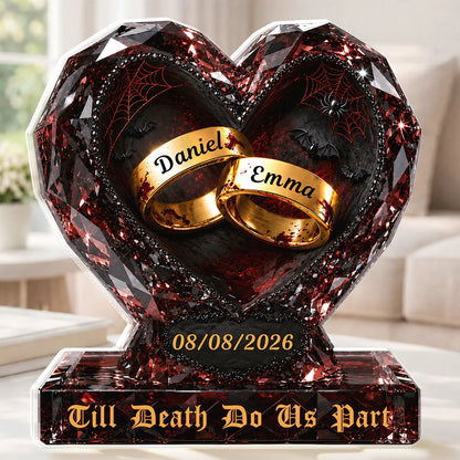 "Till Death Do Us Part" Personalized Halloween Acrylic Plaque - Custom Gift for Couples & Anniversary Keepsake