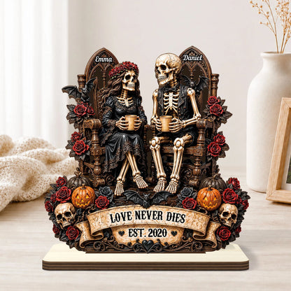 Custom Skeleton Couple Wooden Plaque personalization view for Couples