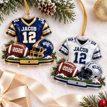 Personalized Football Jersey & Helmet Christmas Ornament - Custom Name and Number Keepsake Gift for Kids