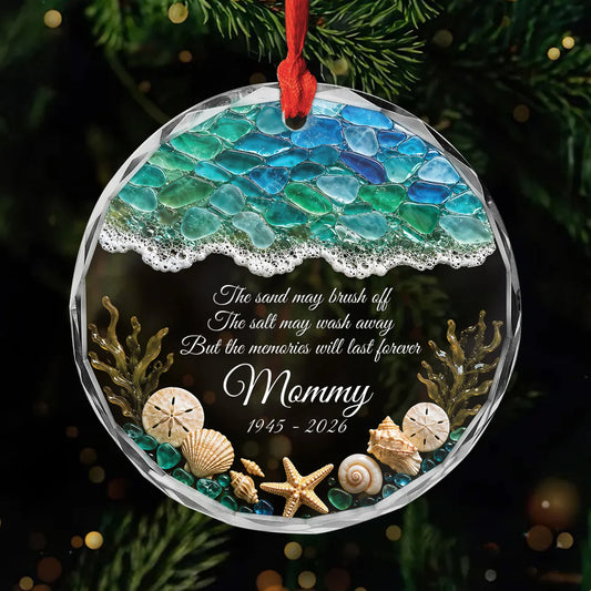 The Sand May Brush Off Personalized Memorial Glass Ornament - Custom Keepsake for Loss of Loved One