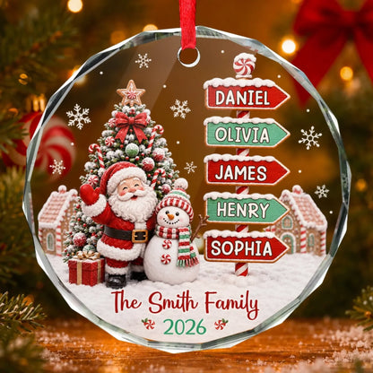 Personalized Family Name Christmas Glass Ornament - Custom Keepsake Gift for Mom Dad