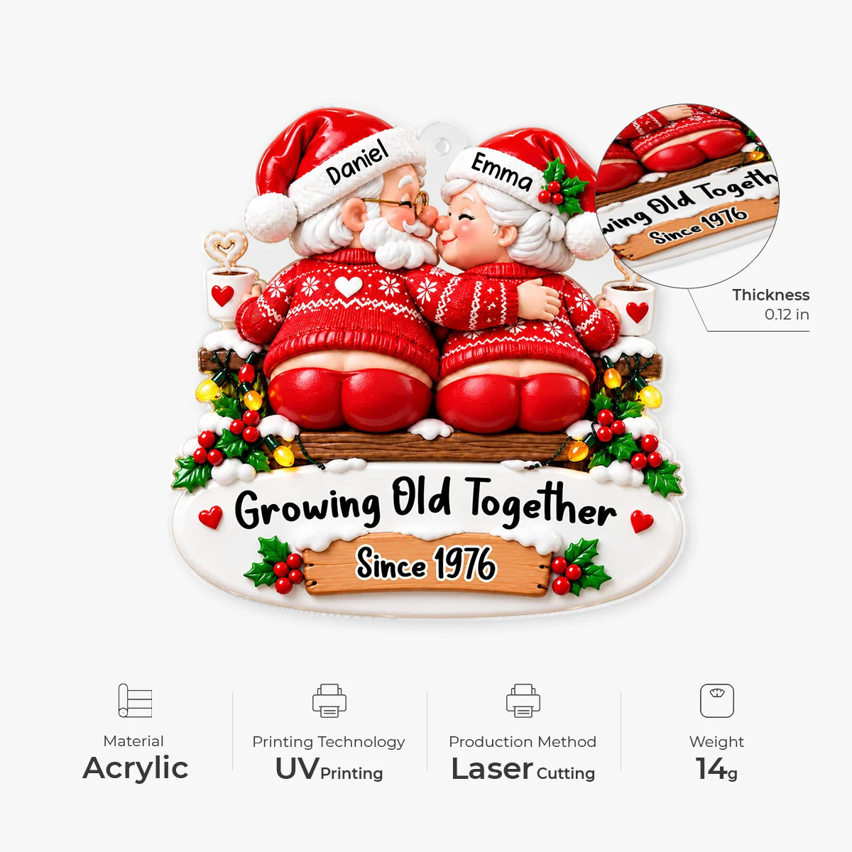 Growing Old Together Personalized Acrylic Ornament for Couples - Funny Christmas Keepsake Gift