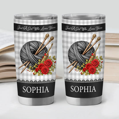 Yarnaholic Personalized Birth Month Flower Tumbler - Custom Gift for Crochet and Knitting Lovers