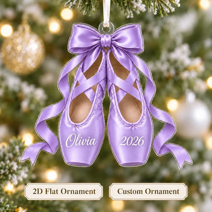 Personalized Ballet Pointe Shoes Christmas Ornament - Custom Name Keepsake for Dancer
