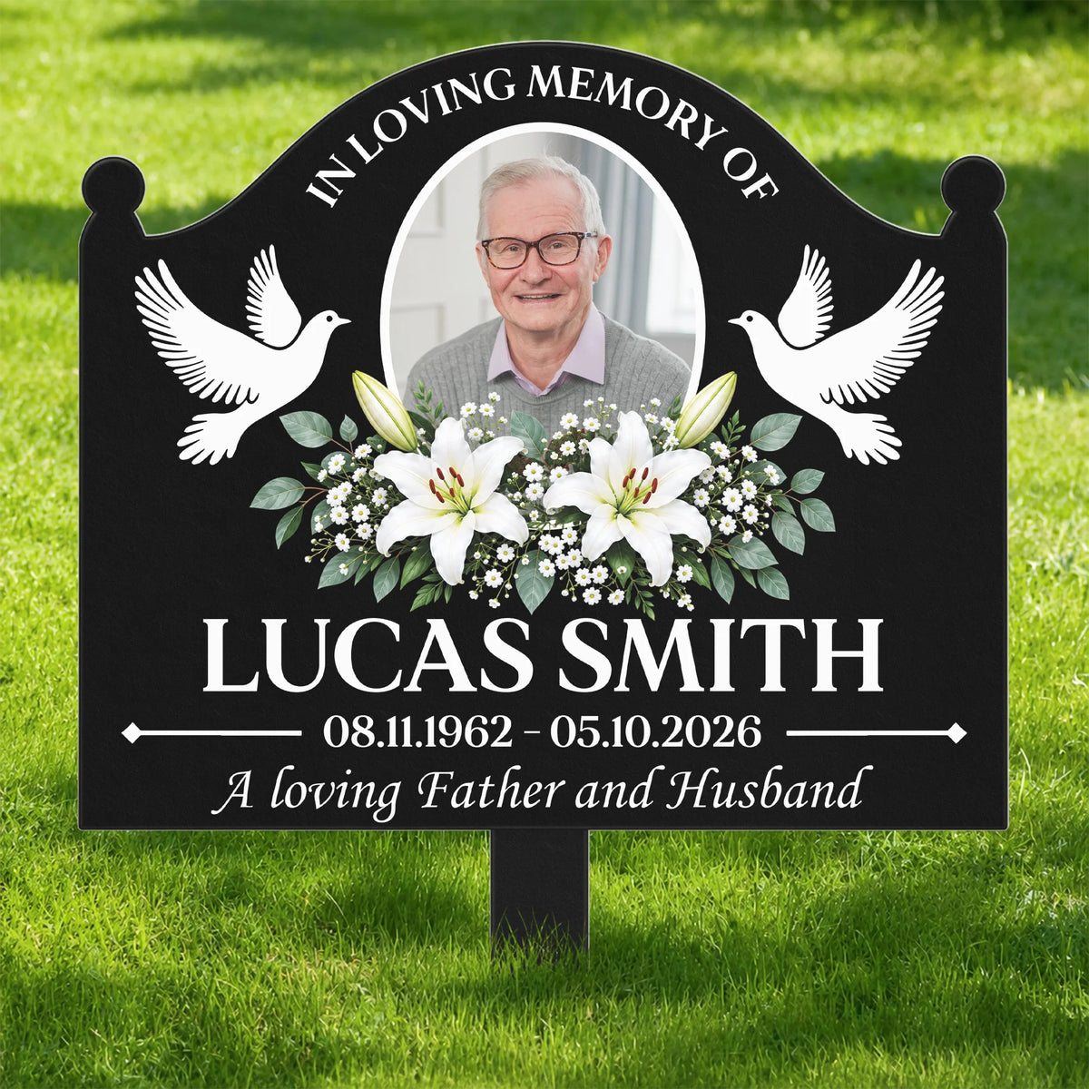 In Loving Memory Of Custom Photo Metal Garden Stake - Personalized Memorial Plaque