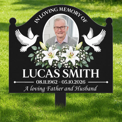 In Loving Memory Of Custom Photo Metal Garden Stake - Personalized Memorial Plaque