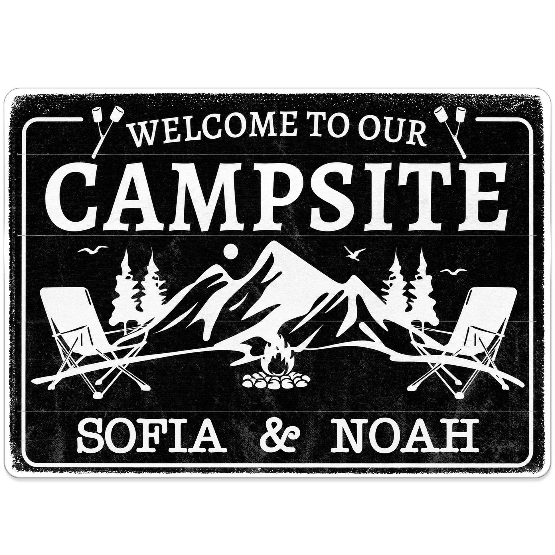 Custom Campsite Metal Sign for Couples with personalized design details for meaningful gifting image 10