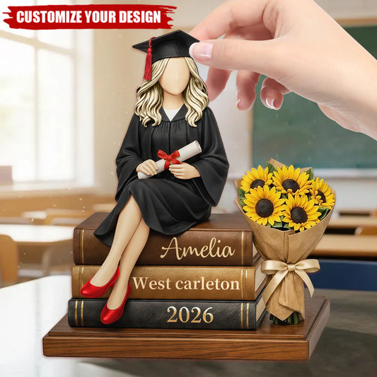 Custom Graduation Wooden Block for Daughter/Granddaughter with personalized design details for meaningful gifting