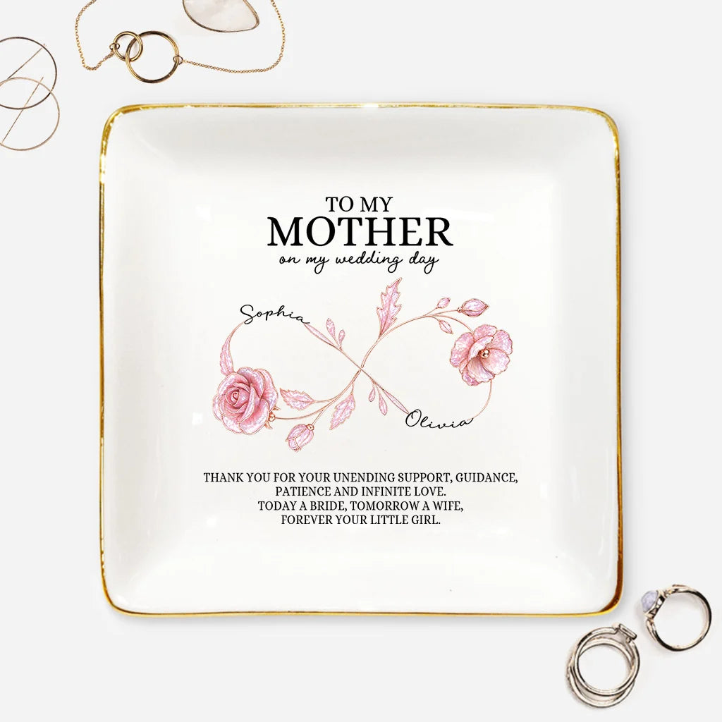 "To My Mother on My Wedding Day" Personalized Jewelry Dish - Custom Ceramic Keepsake