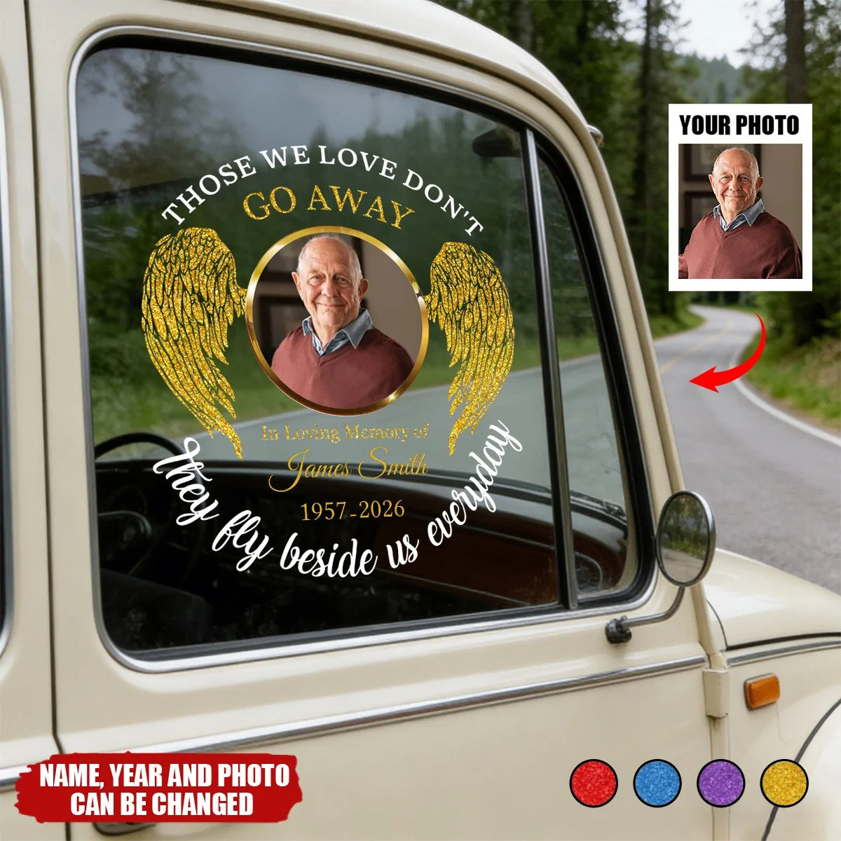 Custom Photo Memorial Decal personalization view for Family