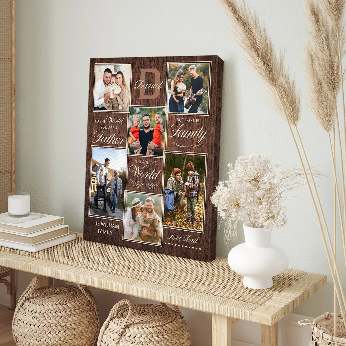 Canvas / Poster material and size view - Custom Father Photo Collage Canvas