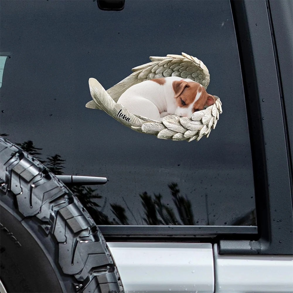 Custom Pet Photo Angel Wings Decal Sticker - Personalized Dog Cat Memorial Tribute Gift