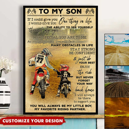 Custom Dirt Bike Dad And Son Canvas personalization view for Son/Grandson