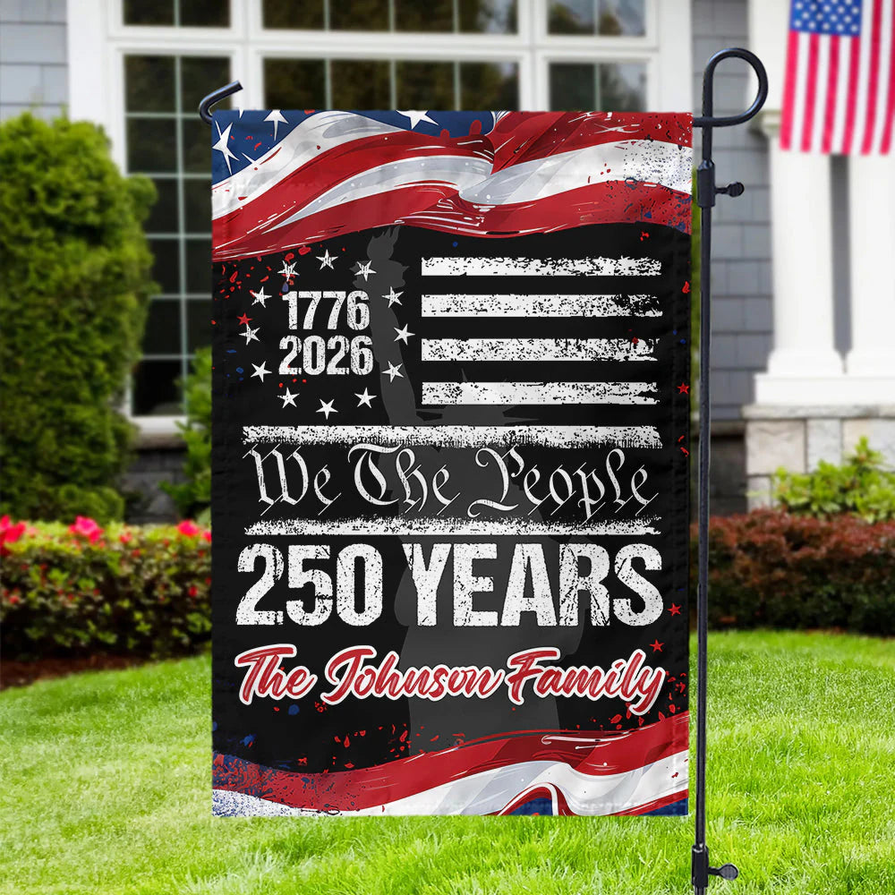 Custom 250th America flag featuring a majestic eagle and personalized family name for patriotic yard decor image 7