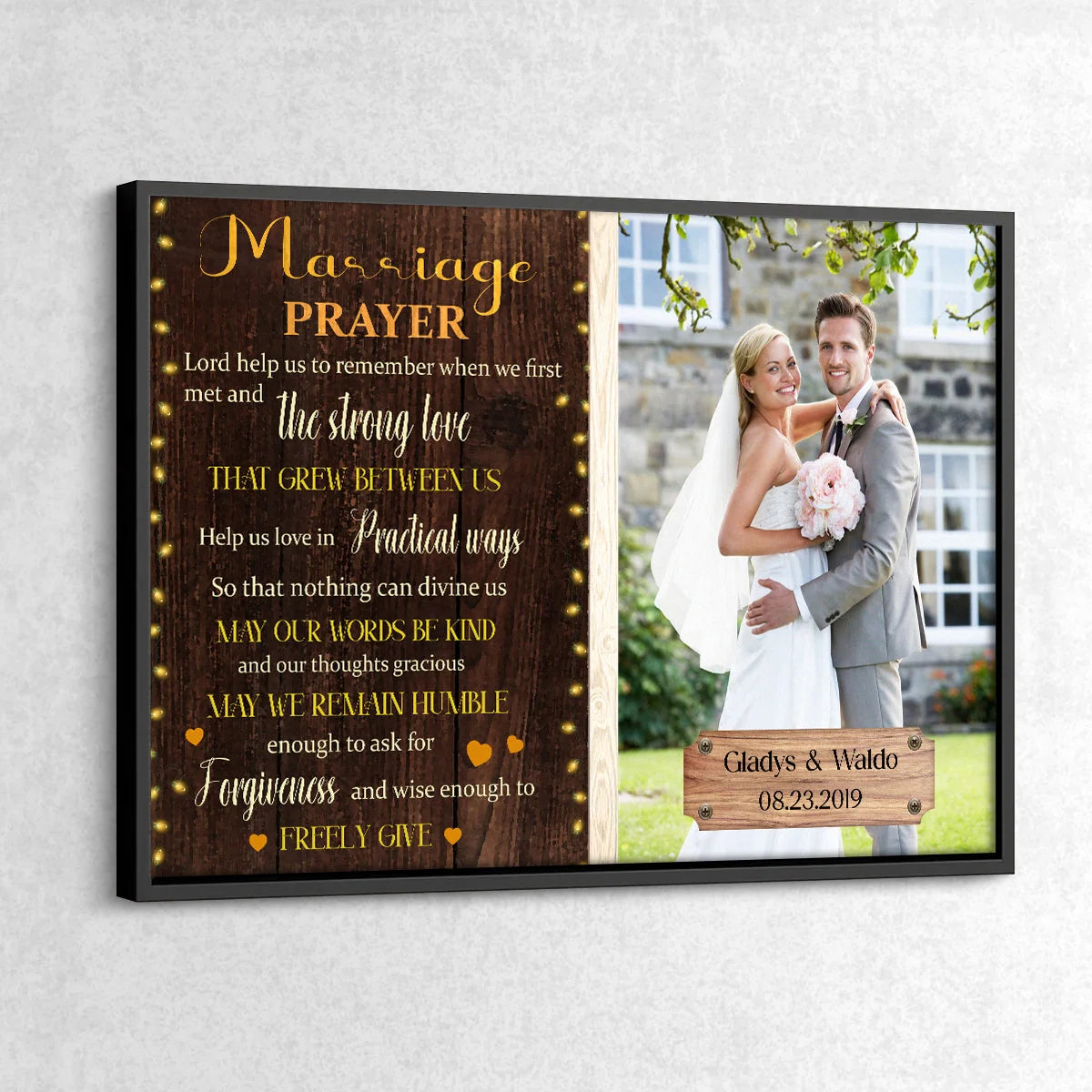Marriage Prayer Custom Photo Canvas / Poster - Personalized Wedding Anniversary Gift