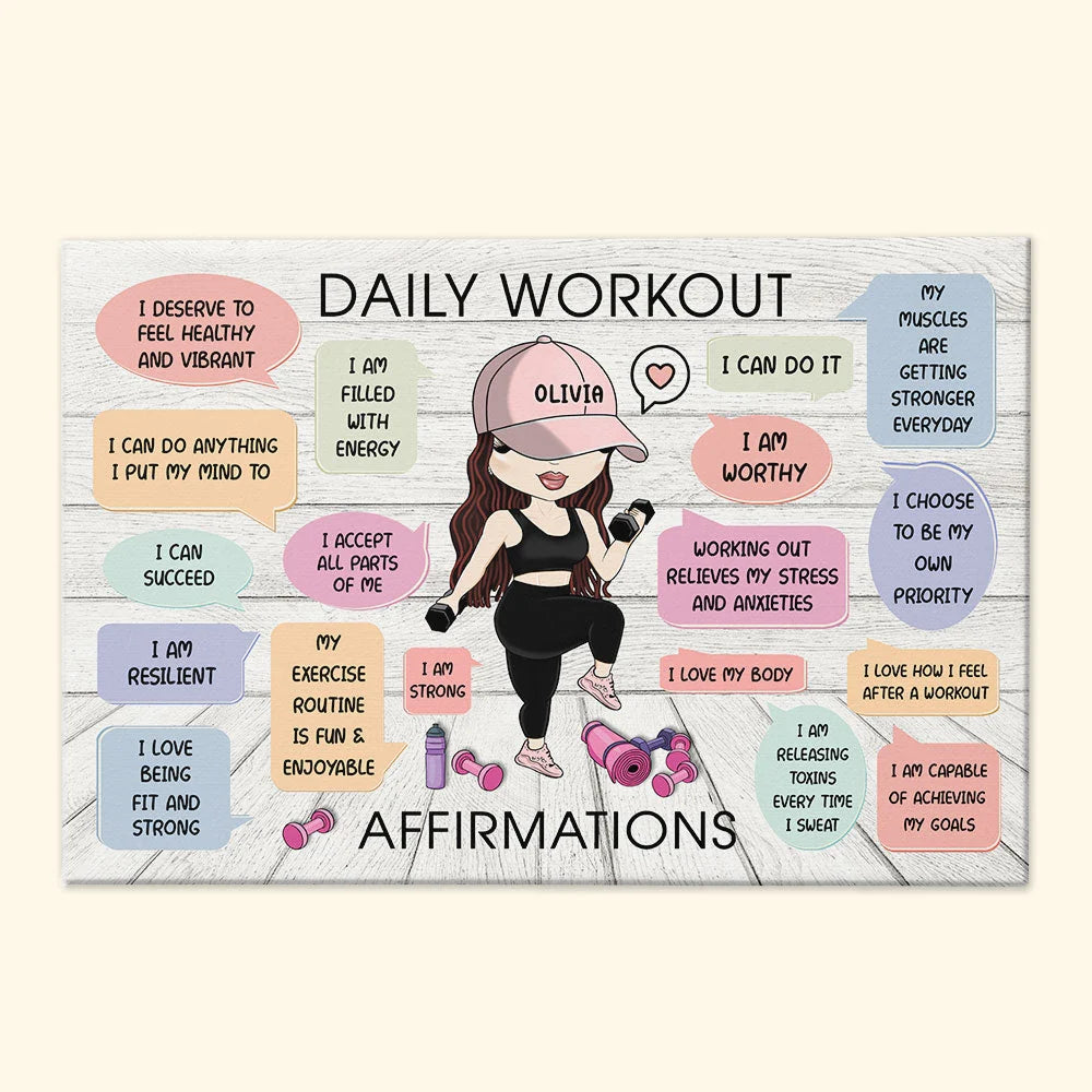 Daily Workout Affirmations Personalized Canvas / Poster - Custom Fitness Motivation Wall Art for Gym Lovers
