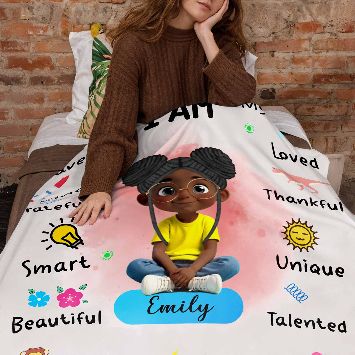 I Am Brave, Kind, Grateful Smart Beautiful Blanket
